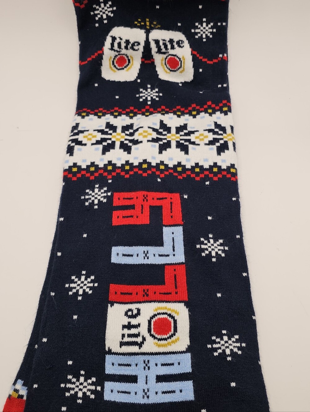 Mille Lite, Festive Navy and Red Holiday Scarf - Picture 4 of 7